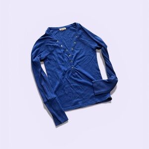 Elegant Blue Long Sleeve Women's Top #424
